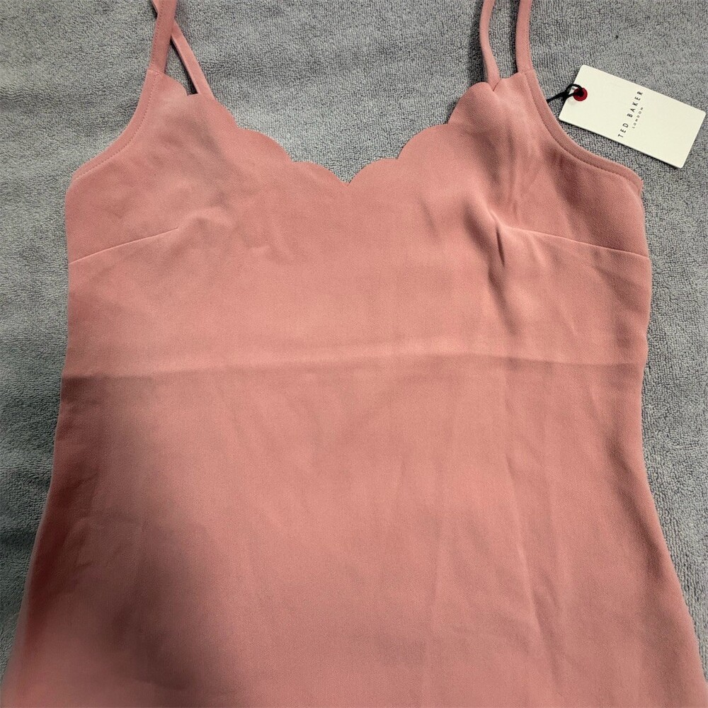 Ted Baker Camisole Tank Top Womens 1 Coral Pink Scallop Neckline